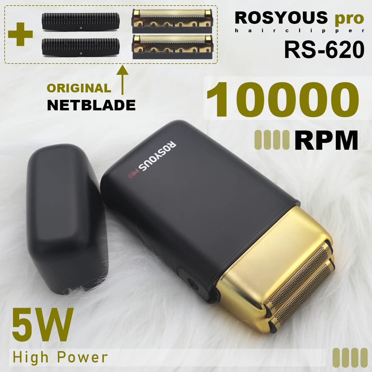 ROSYOUS Double Foil Shaver RS-620 Professional Men's Electric Beard 10000RPM Hair Trimmer Hair Cutting Machine Barber Clipper