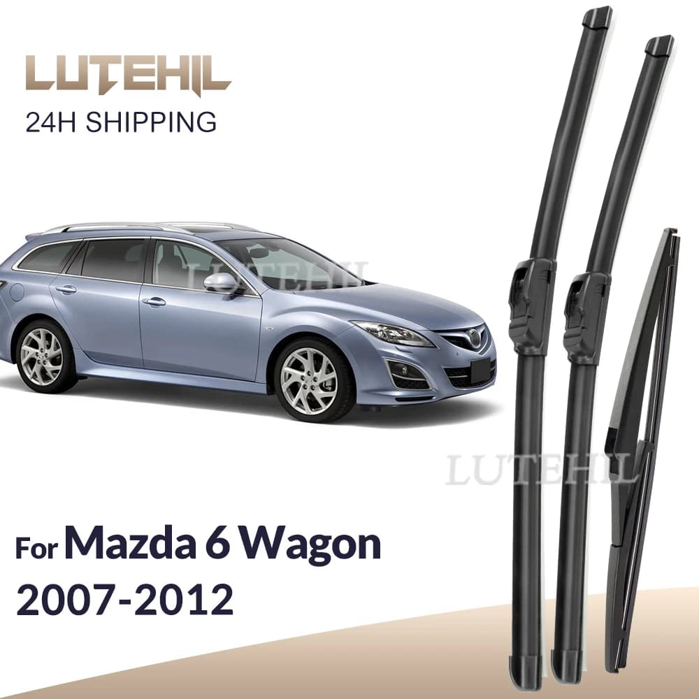 Per Mazda 6 Wagon GH1 2007-2012 2008 2009 2010 Tergicristallo anteriore e posteriore Spazzole tergicristallo Parabrezza Spazzole per finestre 24 "+ 16" + 12 "