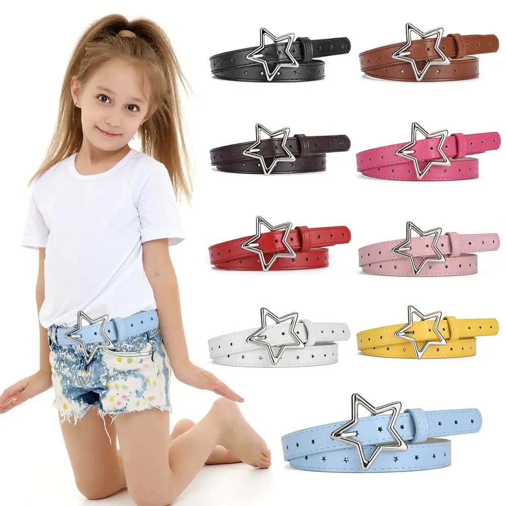 Cinture con fibbia a stella a cinque punte alla moda Cintura in pelle Accessori per la vita Cintura sottile Abito regolabile Cinture per jeans Cintura in vita