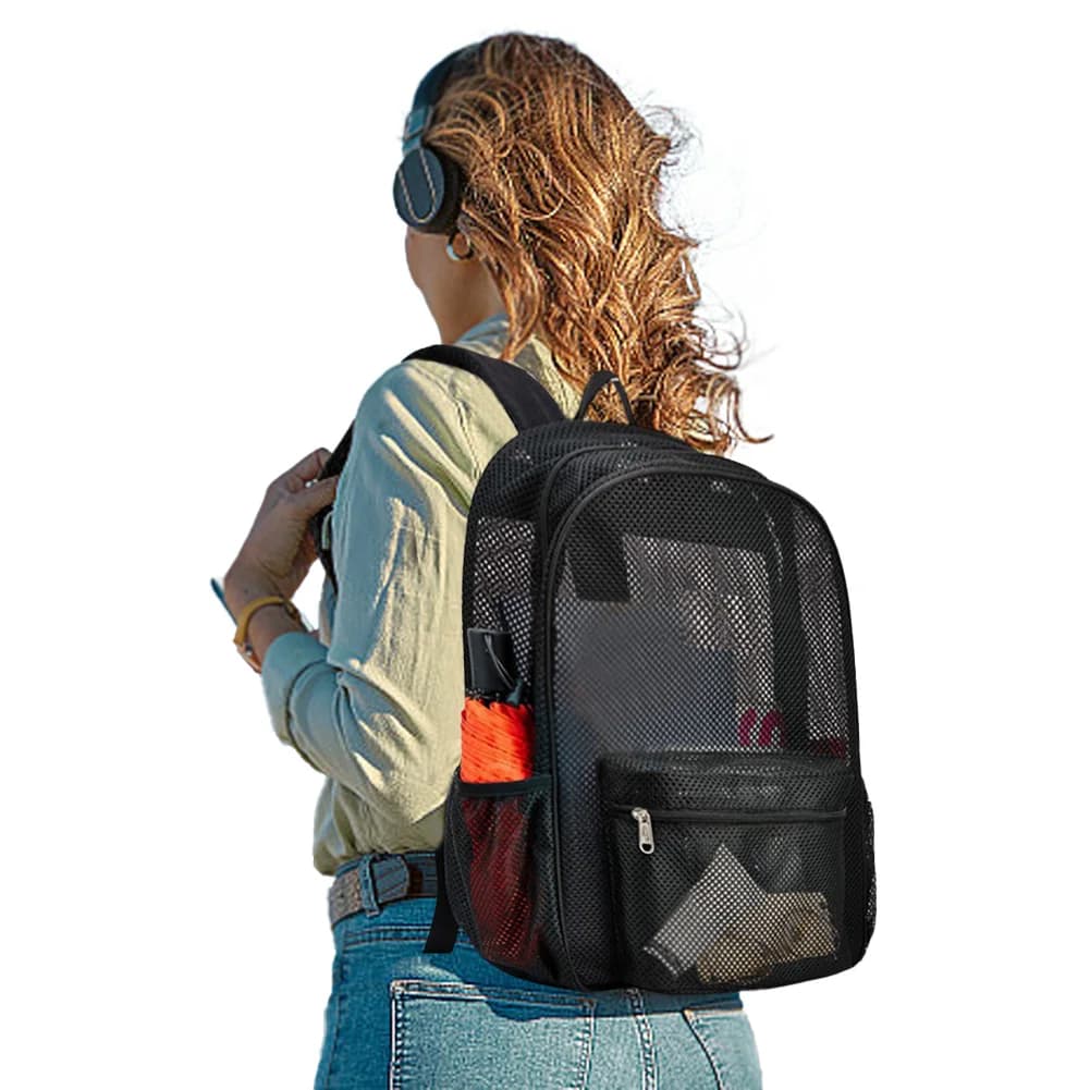 Zaino in rete con cinghie regolabili, borsa per fitness, allenamento, pendolarismo, nuoto, spiaggia e sport all'aperto