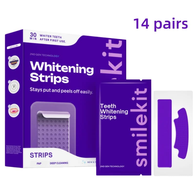14 Paia di Strisce Sbiancanti per Denti Viola, Correzione del Colore, Rimozione della Placca, Sistema di Igiene Orale Professionale, Sbiancamento Sicuro per lo Smalto