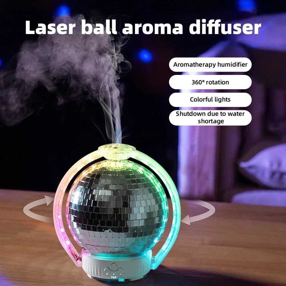 Umidificatore con Proiettore Laser 360 ° Diffusore di Aromi Olografico con Nebbia Fredda e Luce Notturna LED Colorata per Atmosfera Rilassante in Camera