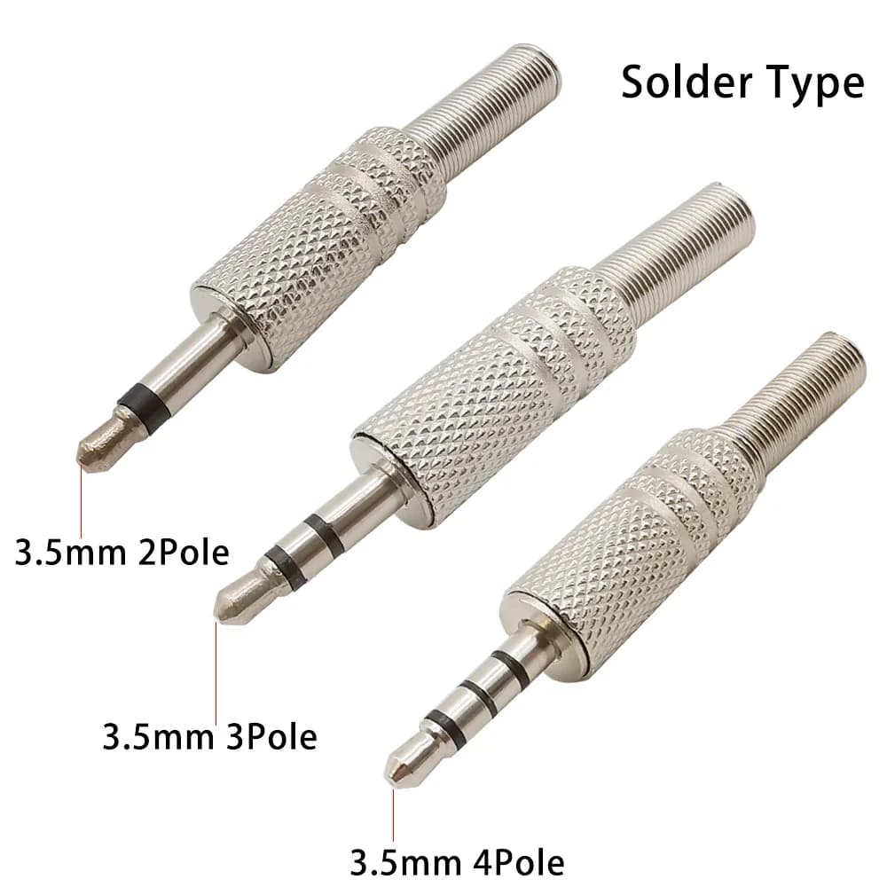 5 Pz Riparazione del Metallo 3.5mm Maschio Spina Per Cuffie Mono Stereo Audio Cavo A Saldare Connettore 3.5 2 Poli 3 Poli 4 Poli Auricolare Jack Adattatore