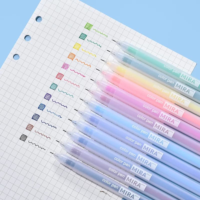 Set di 24/12 Penne Gel Colorate in Scatola, Penne a Sfera Kawaii 0.5mm Colori Caramella, Penne per Scrittura per Studenti e Ufficio, Cancelleria Scolastica