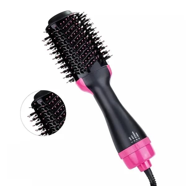 2-in-1 multifunction hot air brush for smoothing and curling hair, usable on wet and dry hair; Smooth with hot air
