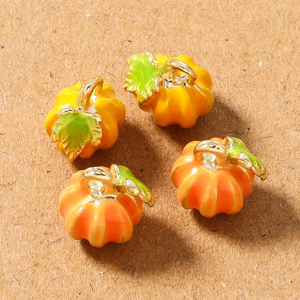 5 Pezzi Ciondoli a Forma di Zucca 3D in Smalto per Collane, Orecchini, Bracciali, Accessori per Gioielli Fai-da-Te