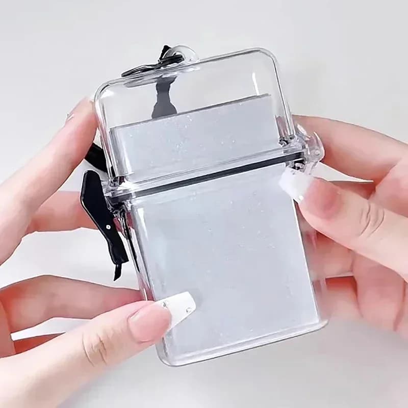 3 inch transparent photo holder with photo box with rope waterproof card case Square Dust Box