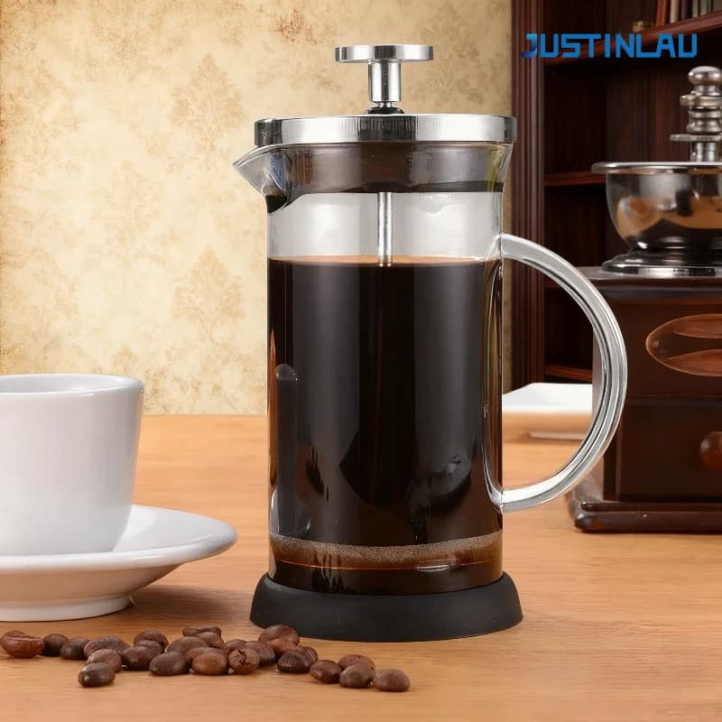 Caffettiera francese da 350-1000 ml Caffettiera in acciaio inossidabile ad alto contenuto di borosilicato resistente al calore Caffettiera per uso domestico