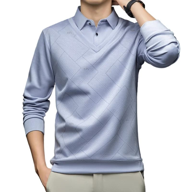 Primavera Autunno Smart Casual Uomo Nuova Polo Abbigliamento da golf Uomo Manica lunga Risvolto Slim Fit Polo da lavoro Top Tees Uomo