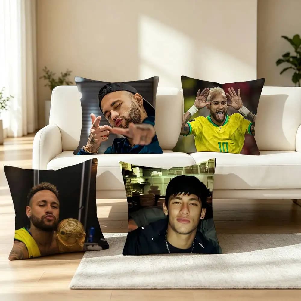 N-Neymar Jr F-Football Athlete Pillow Case Square Double-Sided Sofa Cushion Cover Bedroom Bedside Pillow