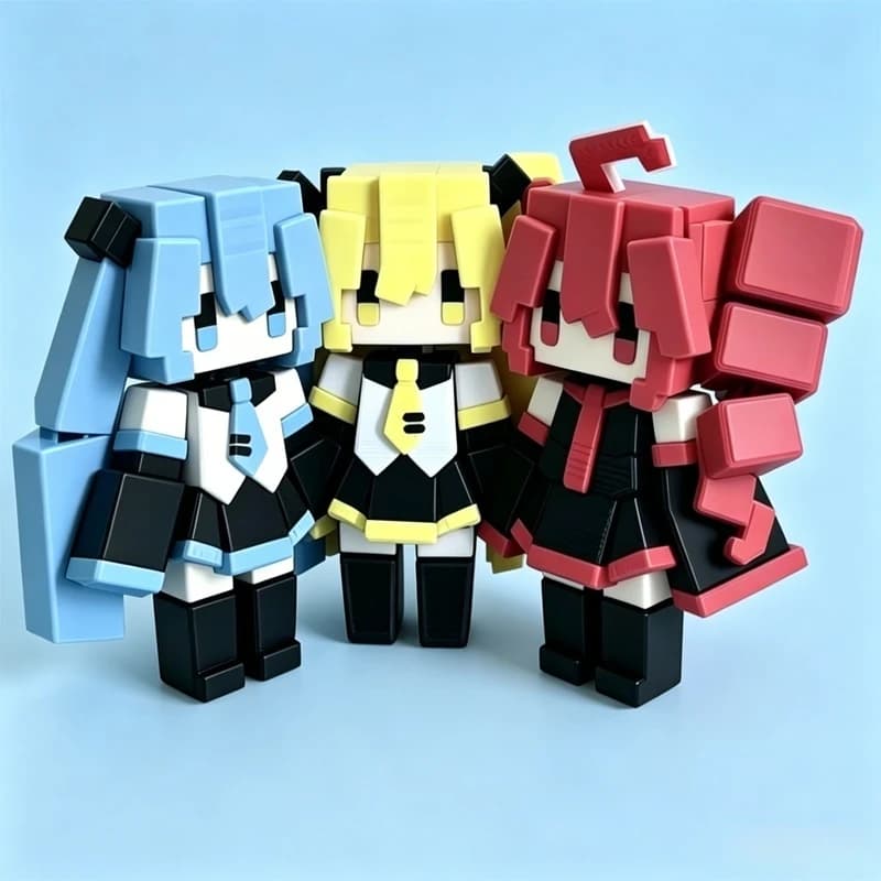 3 Miku Teto Yabe Cute Pixel Dolls Art Style Action Toys Backpack Decoration Anime Fans Birthday Gifts Collectibles