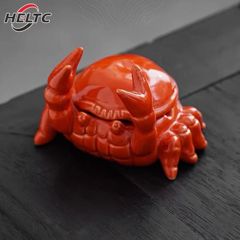 1 pz. Posacenere a forma di granchio con coperchio, in ceramica, anti-dispersione cenere, per sigari, ornamento decorativo per soggiorno, casa, regalo artistico