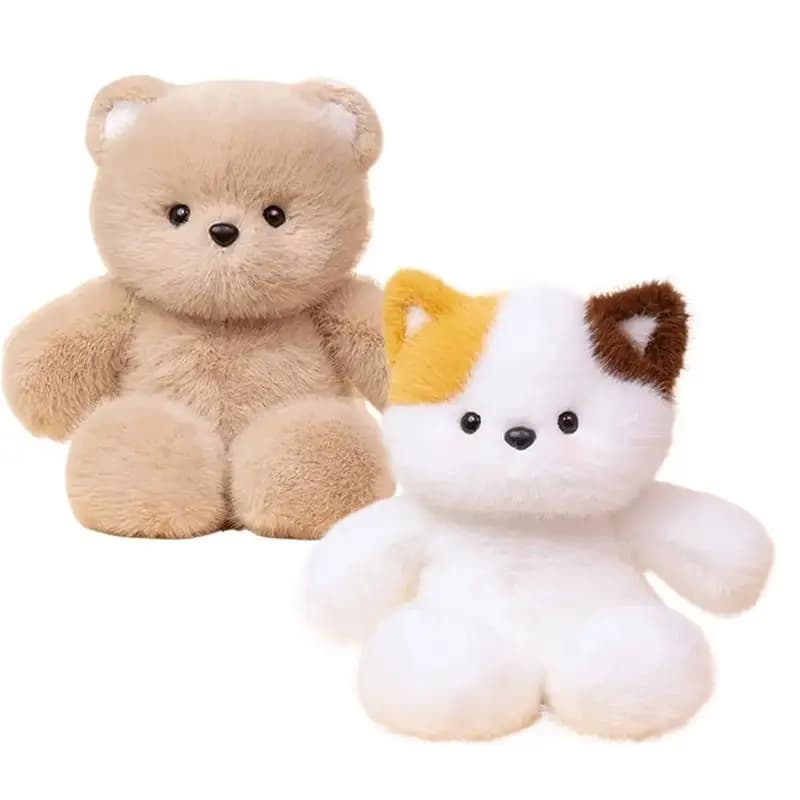 45cm Cartoon Stuffed Animal Cute Bear Cat Plush Toy Soft Throw Pillow Accompany Doll Home Office Decoration Kids Girls Gift
