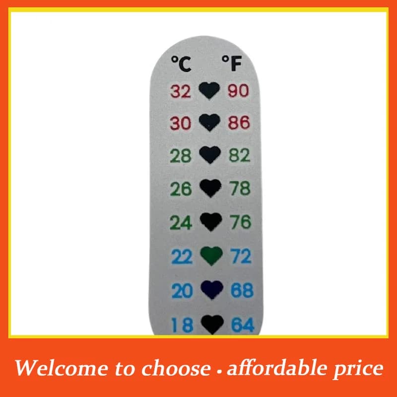 VP 1/5 Pieces Thermometer Wall decal Heart Shape for Fermentation, 18-32 Grades Celsius, Thermal Sticker for Fermentation Panels in Glass Jar