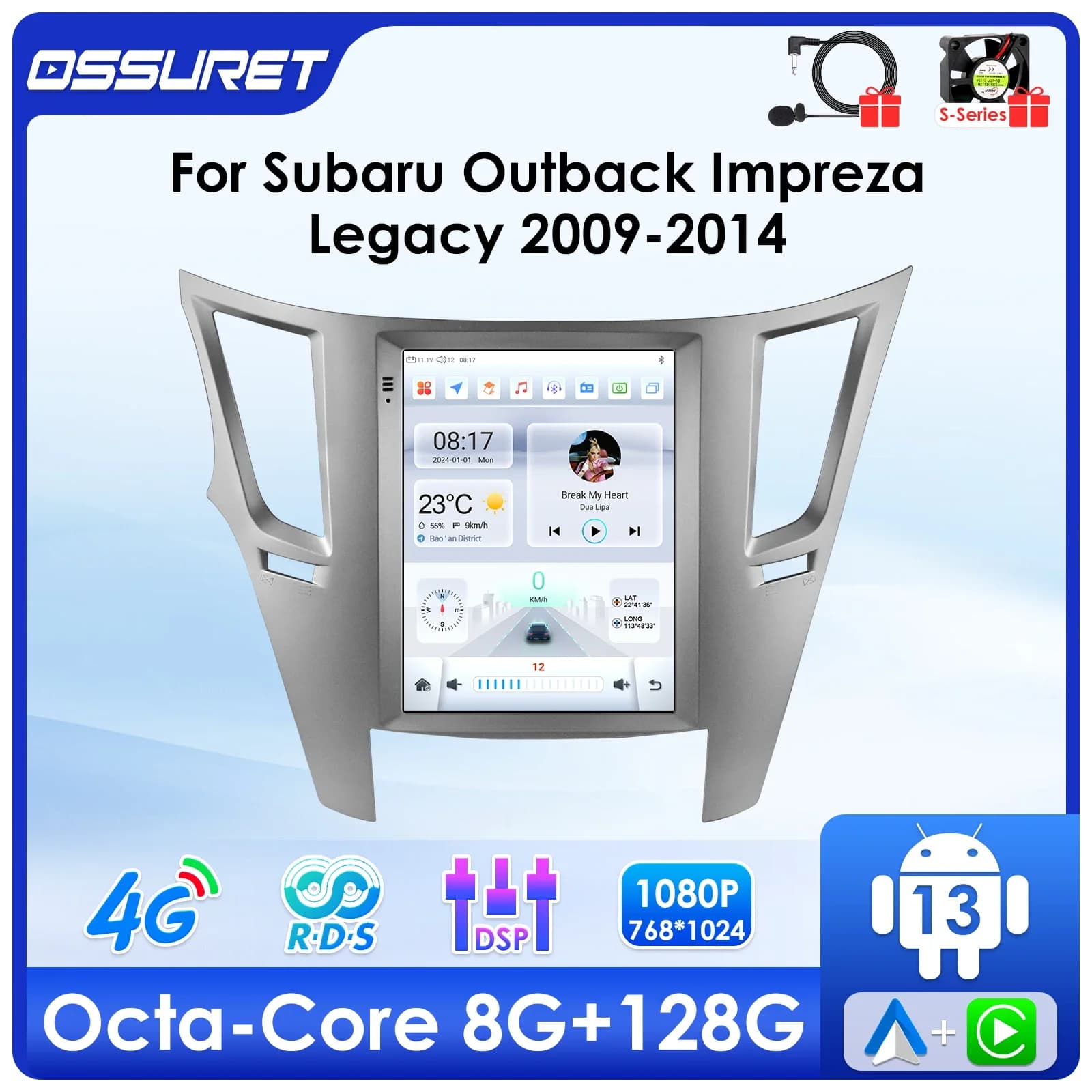 9.7 "Android 13 Autoradio DSP Carplay per Subaru Outback Impreza Legacy 2009-2014 Lettore video multimediale Schermo 4G 7862 HeadUnit