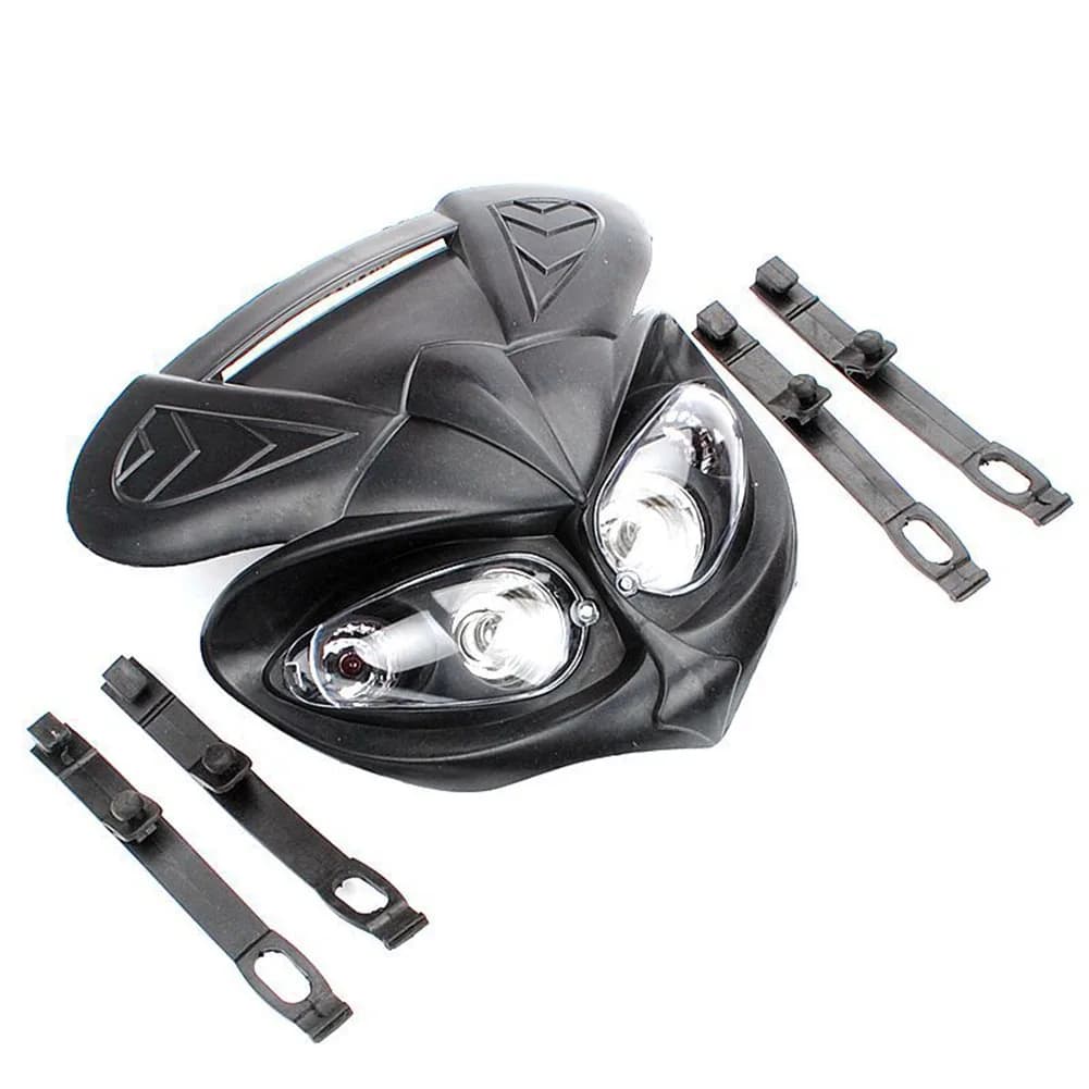 Luce per moto nera a 4 occhielli per guida notturna, come mostrato in figura, adatta alla maggior parte delle moto e delle moto da cross