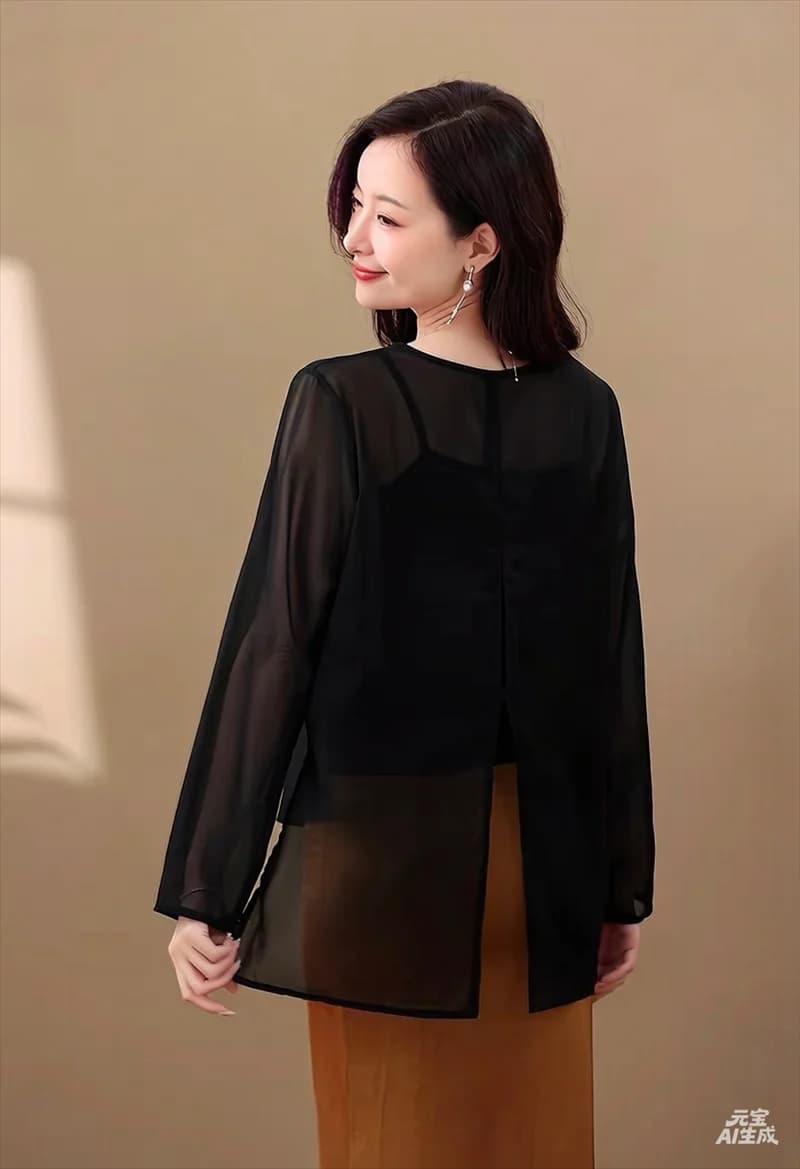 Top in chiffon con protezione solare, sottile, trasparente, comodo, taglie forti, moda femminile, camicetta leggera trasparente 5XL 6XL