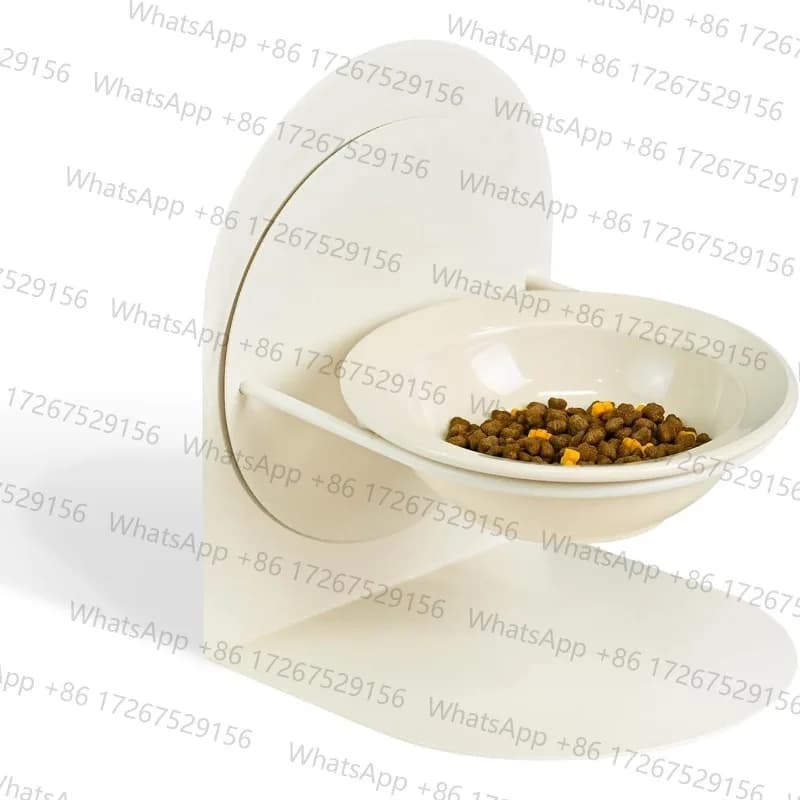 Elevated Tilted Cat Bowl for Indoor Cats Raised Ceramic Cat Food Bowl with Metal Stand Non-Slip Non-Spill Pet Food Bowl for Cat