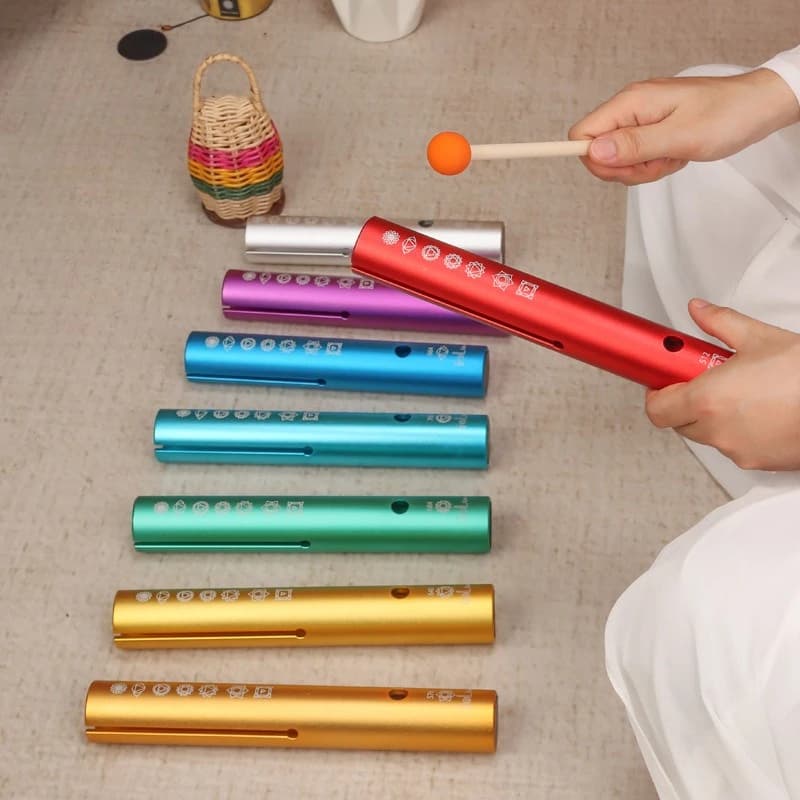 Metal Wah-Wah Tube Portable Colorful Wow Sound Device Sound Healing Wind Chimes Meditation Yoga Relax Children Musical Bells