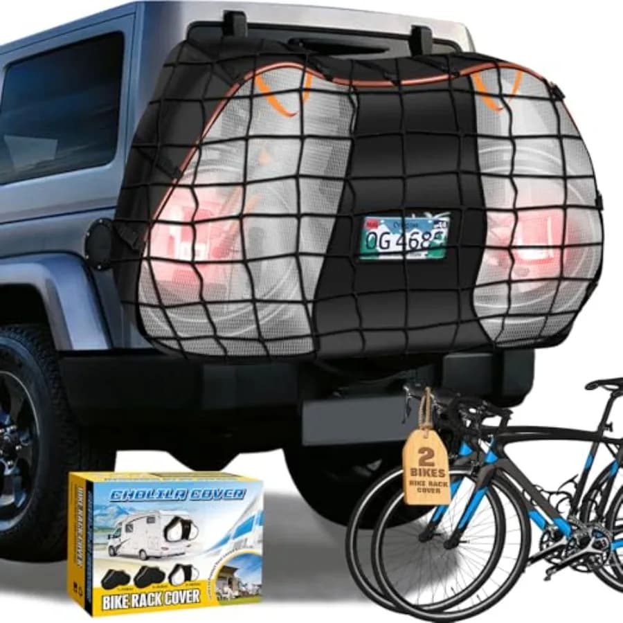 Bicycle Cover for Carrying on Luggage carriers - Cover for 2 Bicycles Rear with Removable Poster Lights and Plate Window - Resistant 600D W