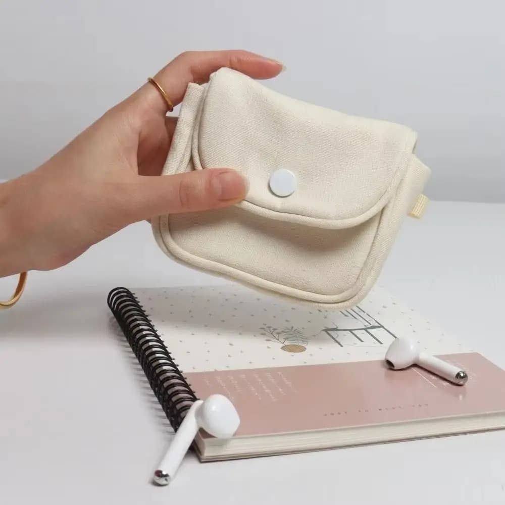 Canvas Mini Portable Coin Purse Card Organizer Key Case Student Simplicity Wallet Solid Color Lightweight Portable Card Holder