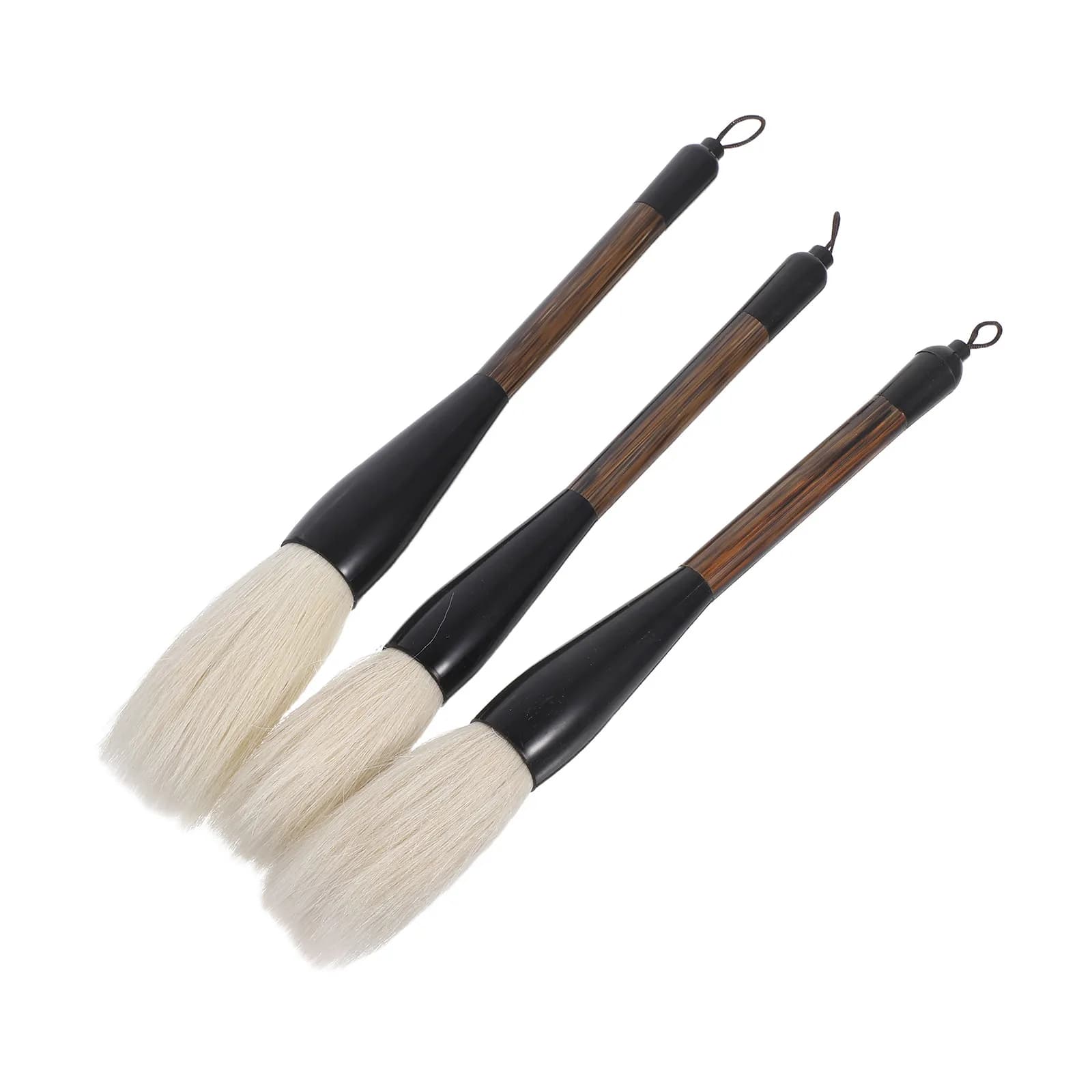3Pcs Chinese Calligraphy Brush Goat Hair Set Ergonomic Handle Soft Tip for Traditional Painting Writing Drawing Ink Brushes