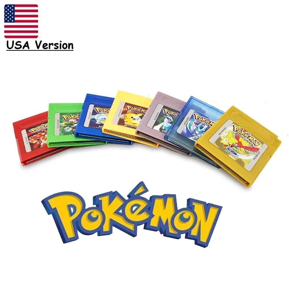 Per GBC Pokemon 16 bit Gioco Cartuccia per videogiochi Console Card Pokemon Rosso Blu Cristallo Oro Verde Argento Giallo Versione USA