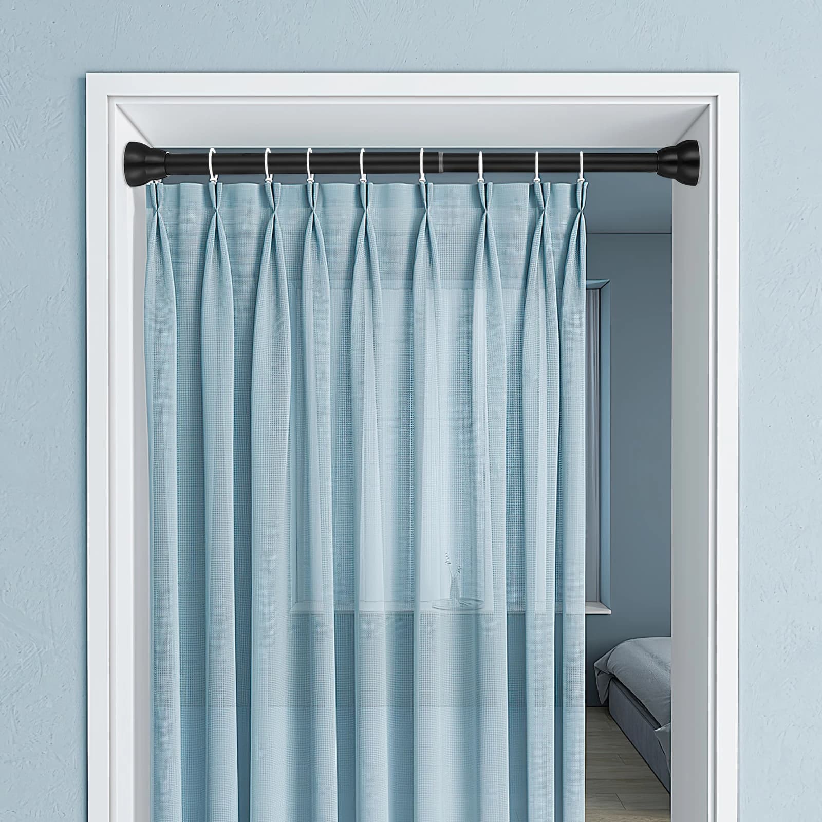 Stainless Steel Tension Curtain Rod Adjustable for Bathroom Shower Door Clothes Rail No Drilling Easy Install Solution