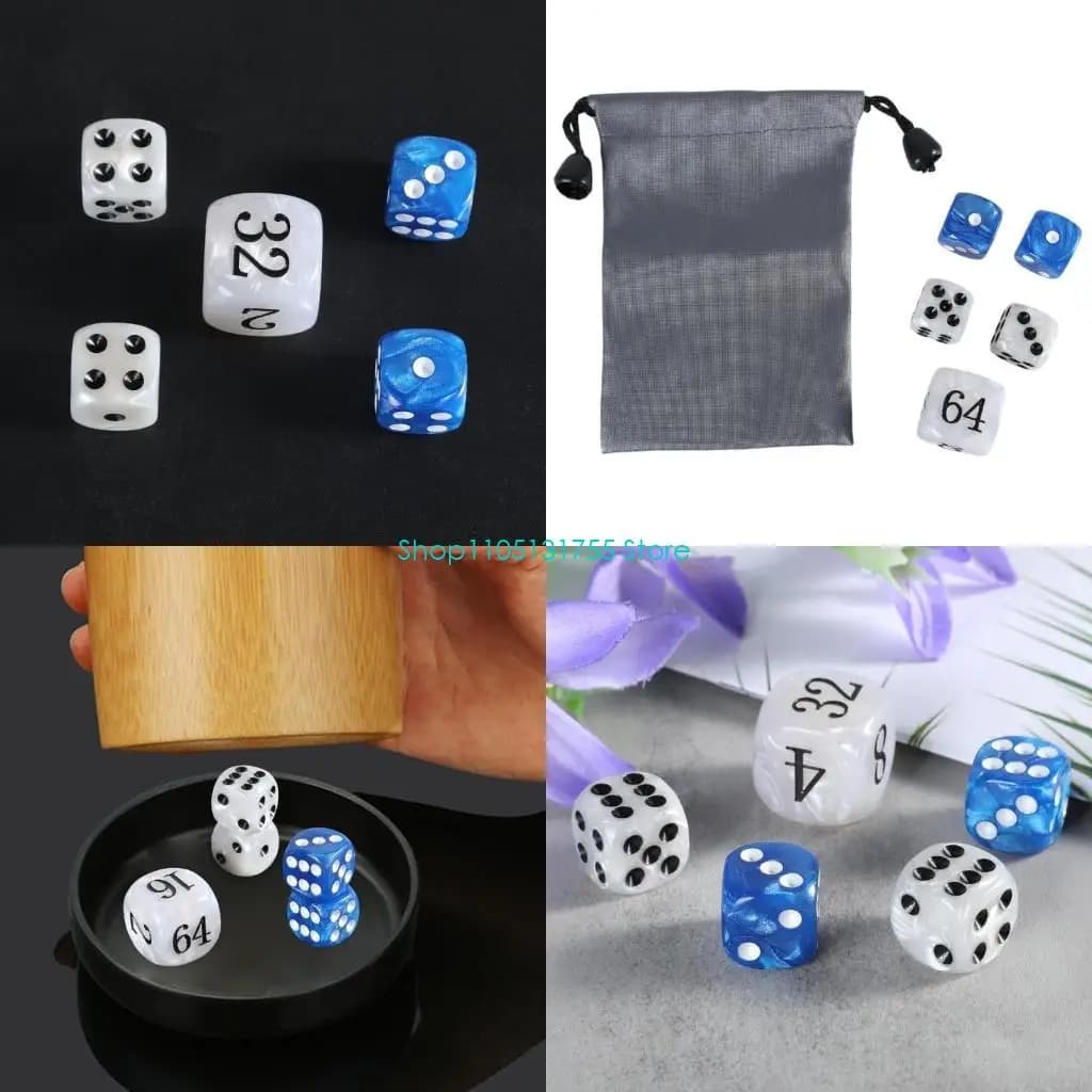 K0EF Set dadi con perle classiche per backgammon, accessori da gioco in acrilico Cubo dadi