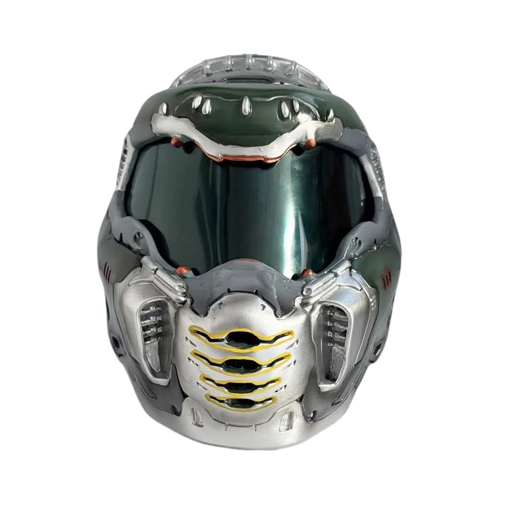 DOOM Eternal Doom Slayer Green Silver Full Face Resin Helmet Wearable Cosplay Mask Adult Halloween Party Collectible Gift
