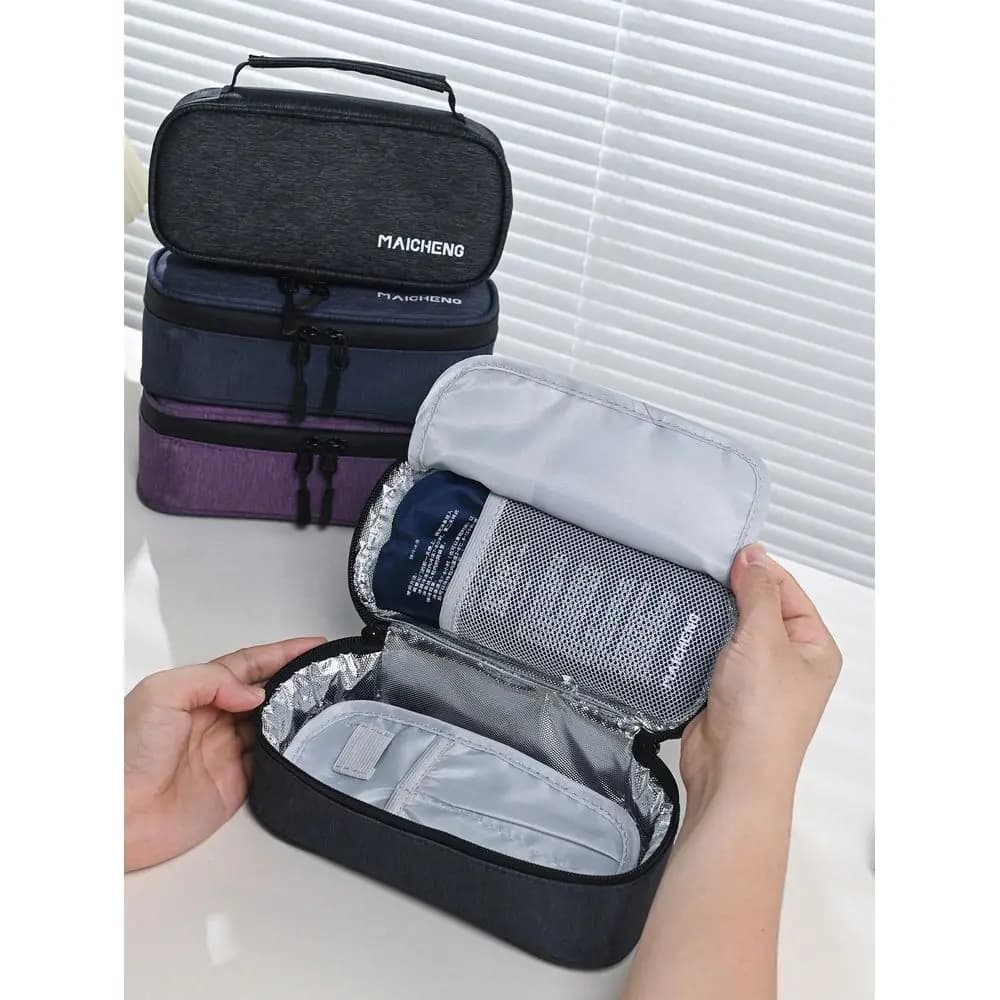 Waterproof Cold Storage Insulin Cooler Bag With 2 Reusable Gel Ice Packs, Portable Handheld Medical Medicine Cooler Box, Consta