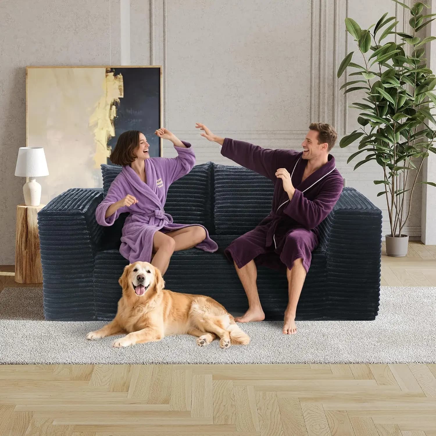 Loveseat Sofa 71" Boneless Couch With 2 Lumbar Pillows No Assembly, Customized