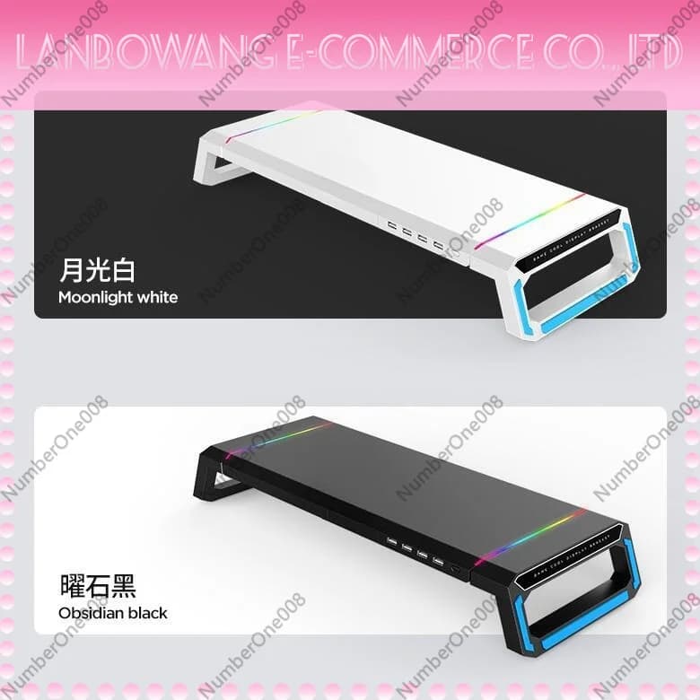 Tappetino per mouse da gaming RGB con supporto per monitor, organizer da scrivania per computer con cassetto per tastiera e ufficio