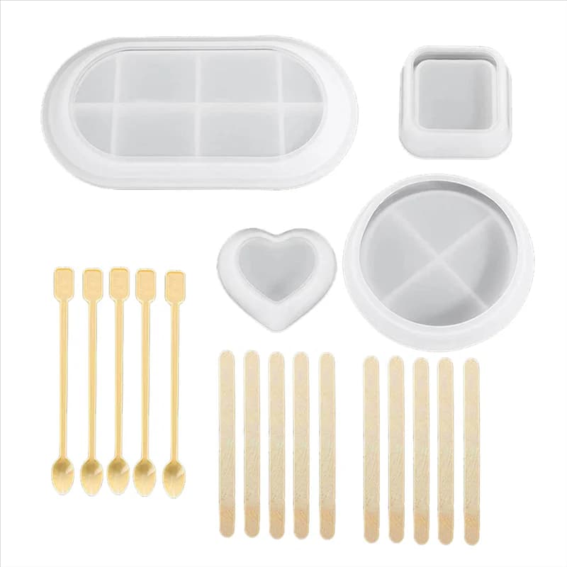 AB47-Tray Silicone Mold DIY Crystal Square Round Hexagon Coaster Silicone Mold Plate Storage Holder Epoxy Resin Mold Home
