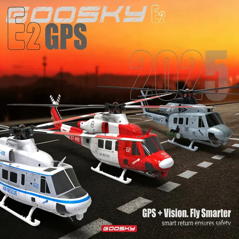 Elicottero GOOSKY E2 1:35 8CH Nuovo Drone Intelligente Modello di Aereo Brushless con Posizionamento GPS Ritorno con Un Tasto UH-1Y Elicottero RC RTF