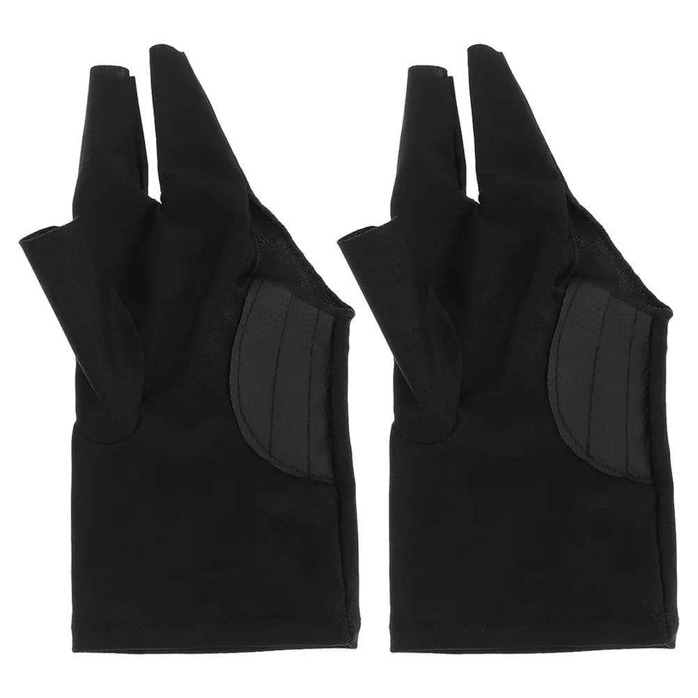2 Pezzi Guanti da Biliardo a Tre Dita Resistenti all'Usura, in Tessuto Elastico Traspirante in Poliammide, Comodi Guanti Professionali per Stecca da Snooker