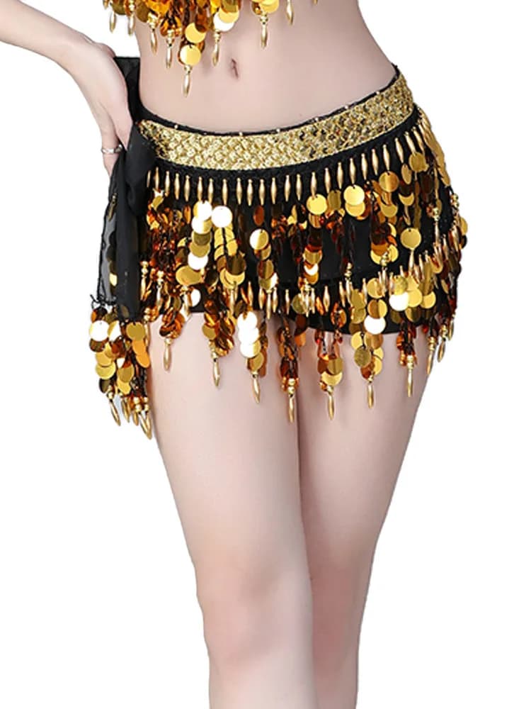 Belly Dance Waist Accessories Latin Dance Practice Dress Sequins Hip Scarves Dancetassel Waist Chain