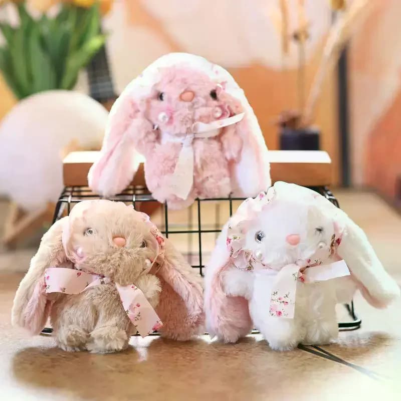 XM1PC plush Cartoon Stuffed Bunny Doll Keychain Lovely Bag Pendant Backpack Hanging Decoration Birthday Gifts Bunny Plush Toy