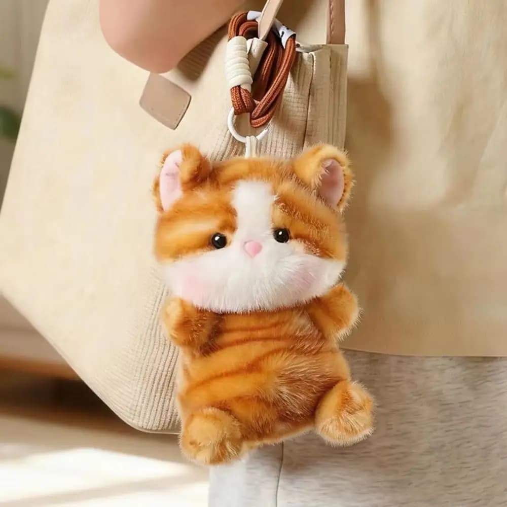Kawaii 15cm Cat Keychain Soft Fluffy Cat Stuffed Keychain Super Soft 4 Color Designs Kitten Pendant Bag Pendant