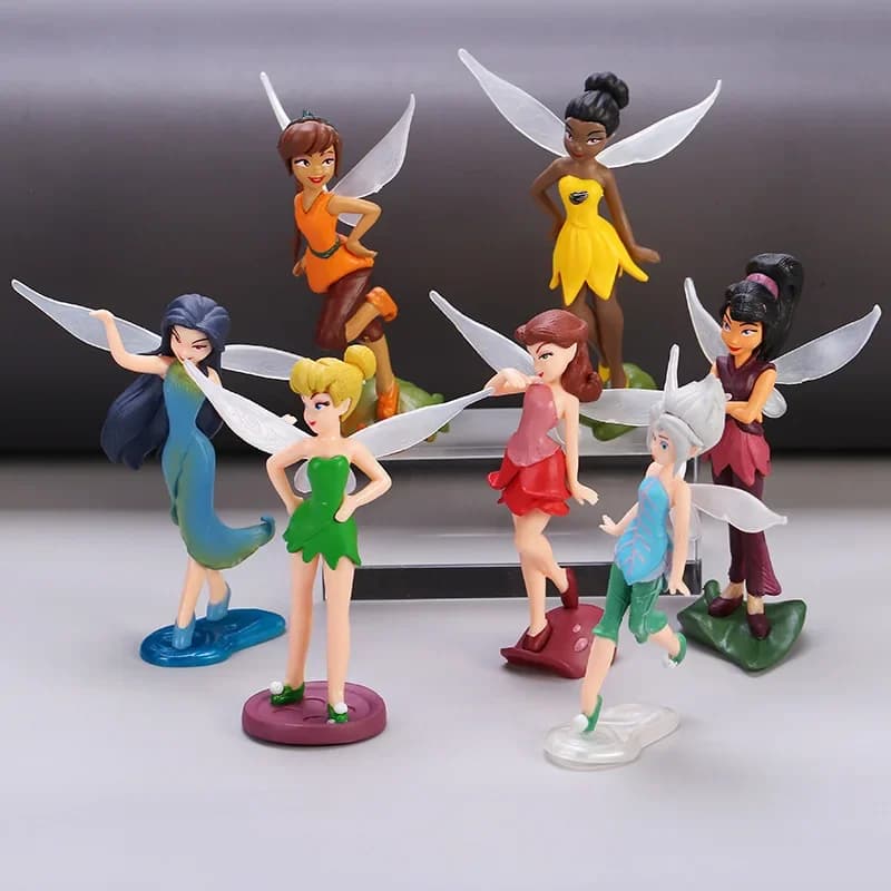 7Pcs Cartoon Anime DSN Tinker Bell Princess Mini Doll Action Figure Cute Collection Figurine Toy Birthday Gift