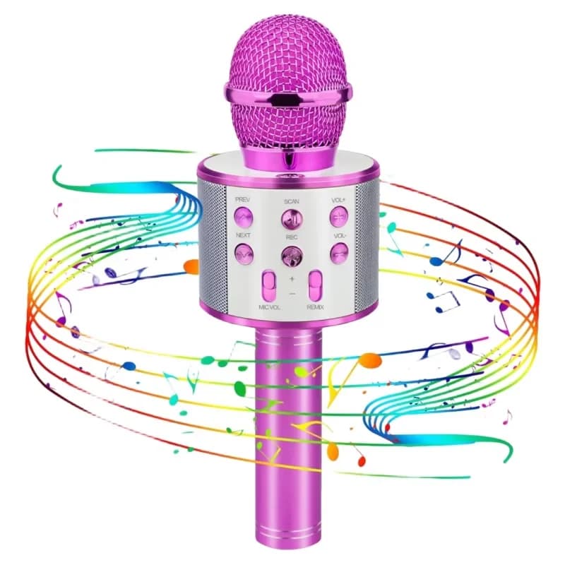 Microfono Karaoke Bluetooth Portatile, Altoparlante Integrato con Luce LED, Microfono Wireless a Connessione Rapida per Feste in Casa e Viaggi