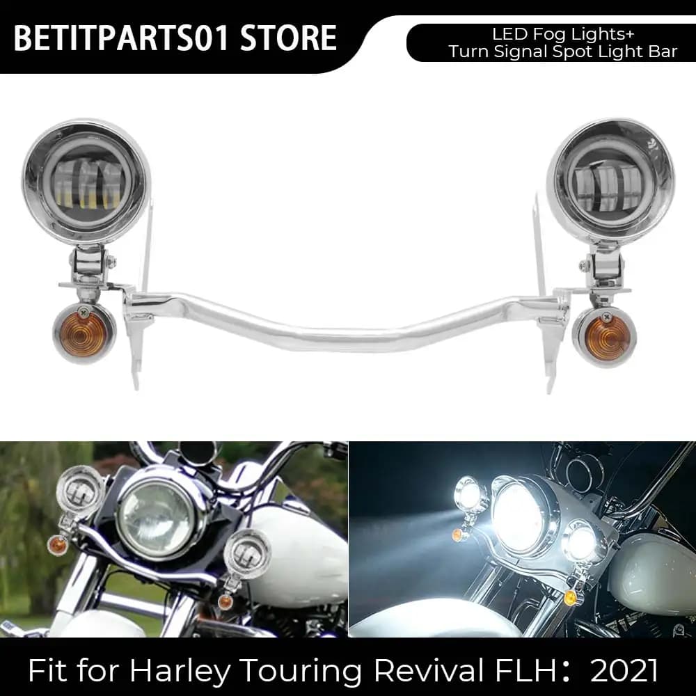 For Harley Road King Police FLHP/1FLHP/FLHPI 2007–2025 4" LED Front Fog Lamps Headlamp With Housing Bucket Motorcycle #68712-94A
