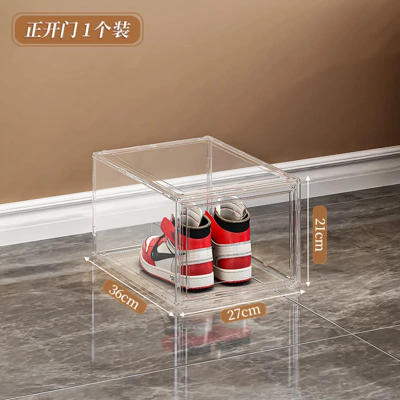 Shoe box hard case magnetic side opening storage transparent acrylic bag figure storage box thick large shoe wall
