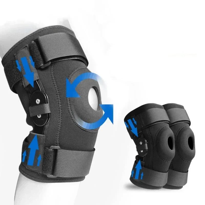 1PC Ginocchiera incernierata regolabile Supporto per ginocchio Avvolgimento per menisco Strappo Tendine rotuleo Supporto Sollievo dal dolore Ceppi Distorsioni ecc