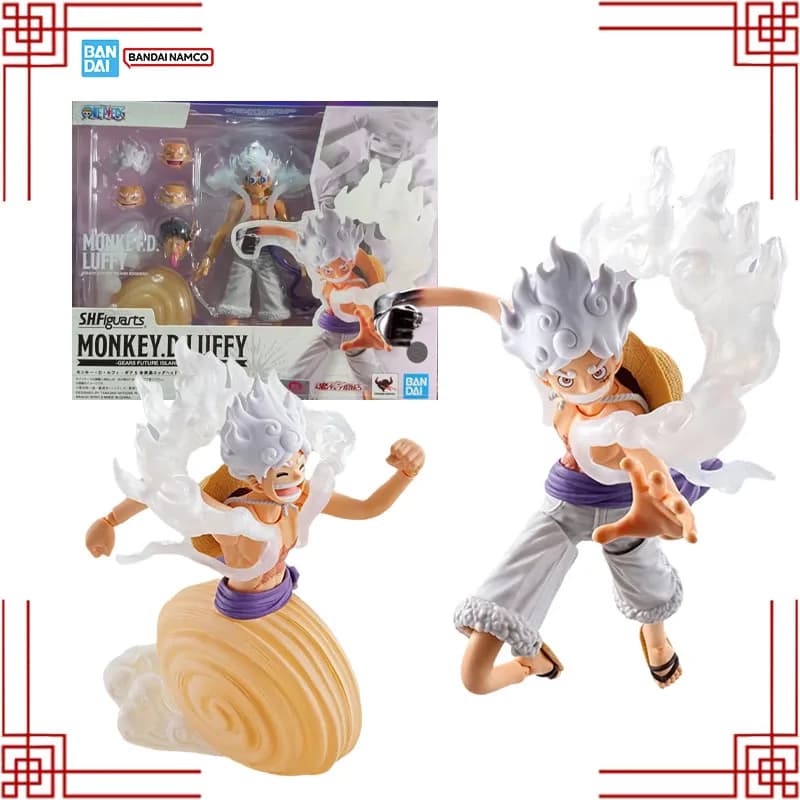 Bandai One Piece Model Kit Genuino SHF Monkey D Luffy Gear5 Future Island Eggheao Anime Action Figure Collection Modello Finito