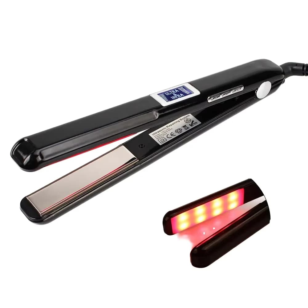 Piastra per Capelli Professionale in Ceramica con Display LCD della Temperatura, Alimentazione Elettrica per Uso in Camper e Hotel