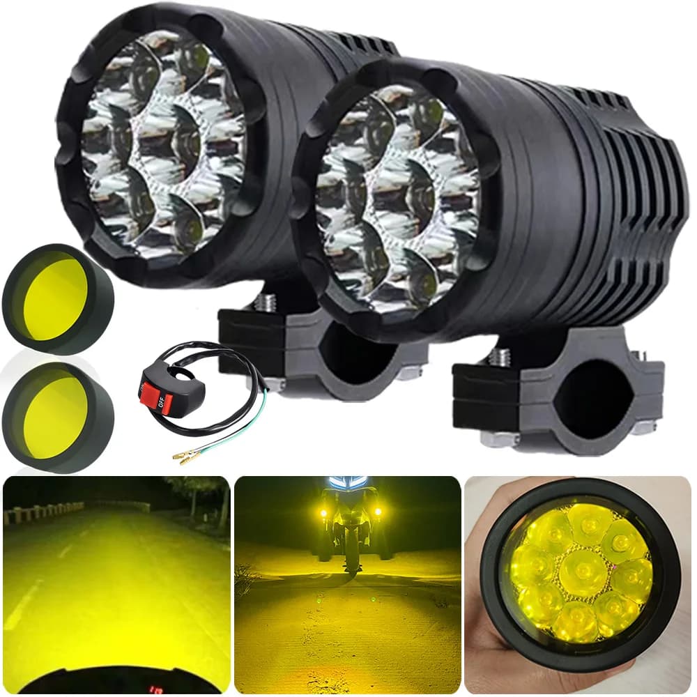 Additional LED lights for 12-80V high/low/stroboscopic auxiliaries long round ATV E-Bike Moto fendinebbia