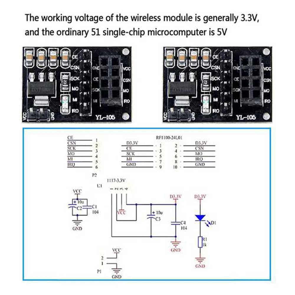* A96ZZ 5 pieces NRF24L01 module wireless adapter 3.3 V new board adapter socket for 8 pins for wireless module Arduino NRF24L01
