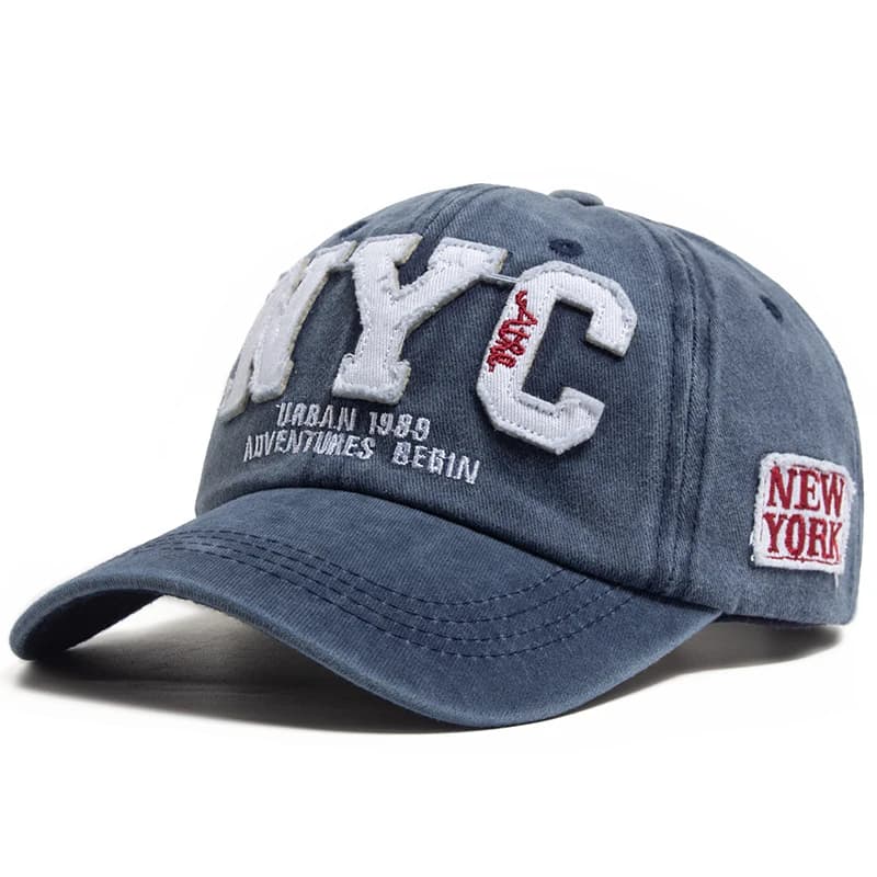 New Vintage Big Letter NYC Baseball Cap Men Cotton Washed Spring Autumn Visor Soft Snapback Fashion Hat For Women