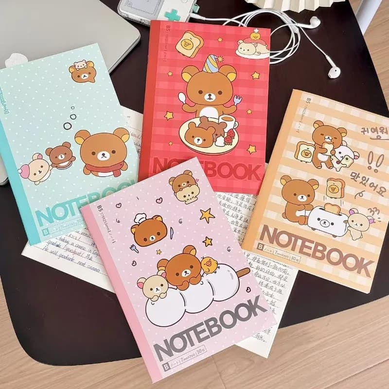 Rilakkuma A5 Ins Cute Notebook for Boys Girls Anime Cartoon Kawaii Account Book Students Good-looking Fashion Diary Stationery